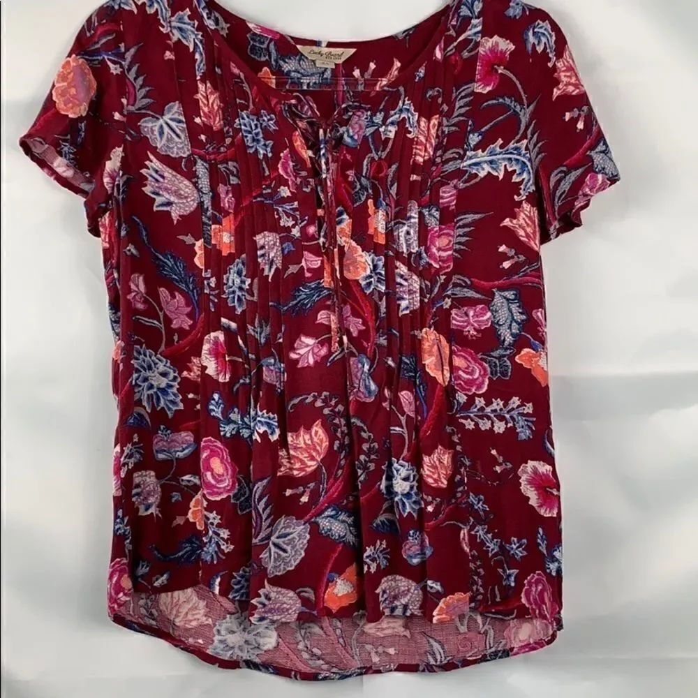 Lucky brand floral boho tie front floral top